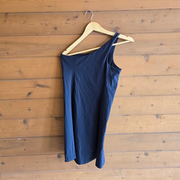 Outdoor Voices One Shoulder Black Fit Flare Workout Dress Medium Athleisure - Picture 3 of 4